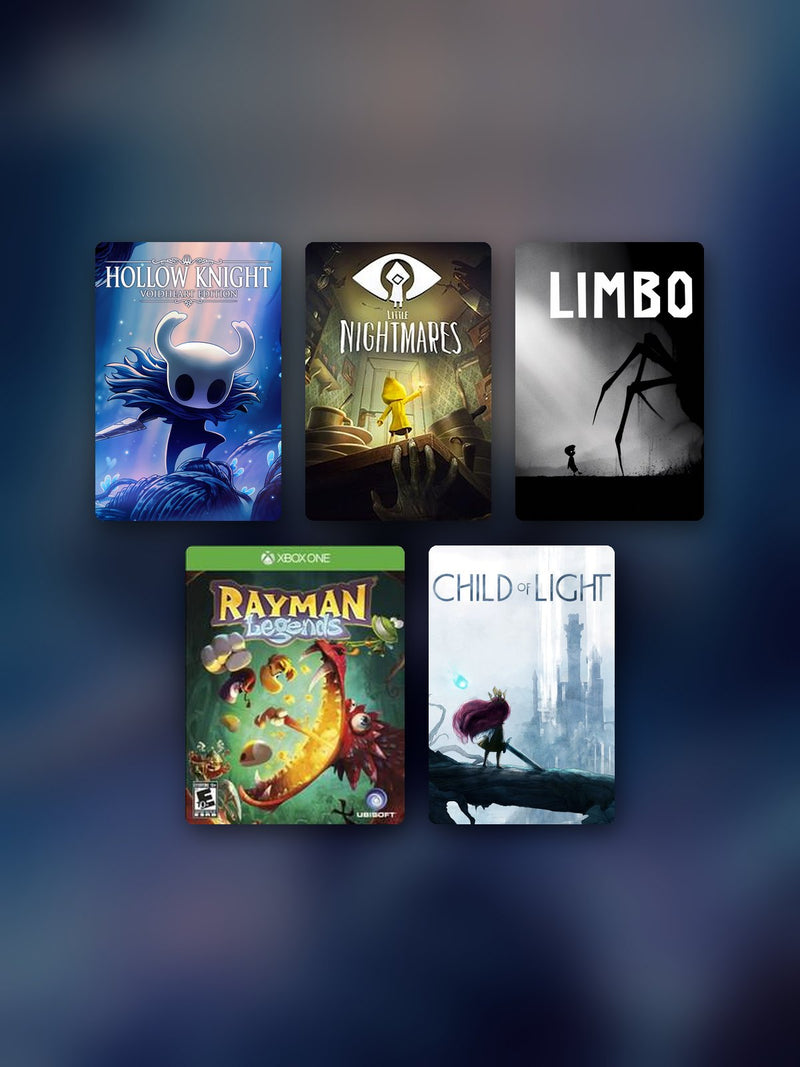 Hollow Knight (con todos los DLC) + Little Nightmares + Limbo + Rayman Legends + Child of Light